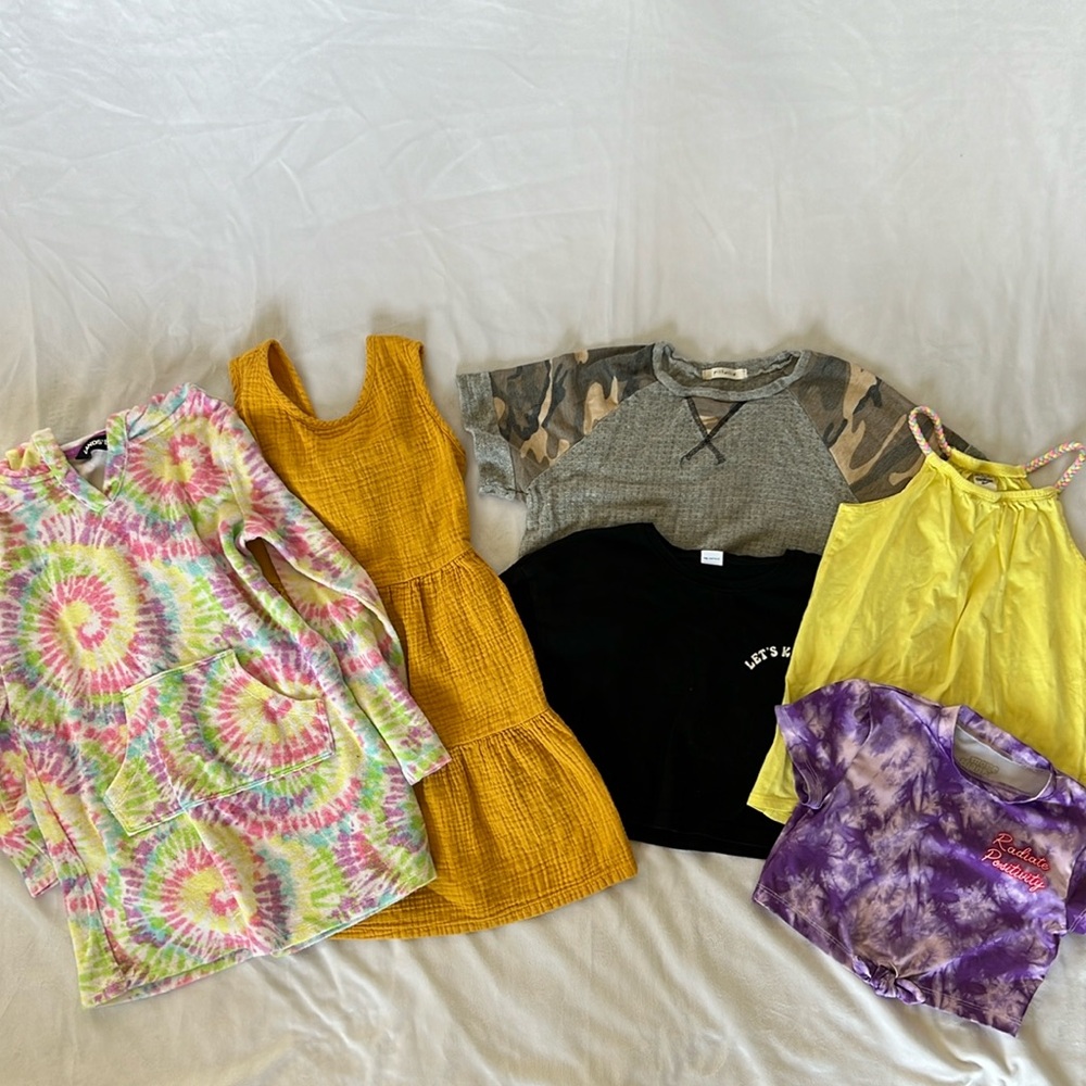 Girls size small summer bundle - swim, crop tees, dress, tank